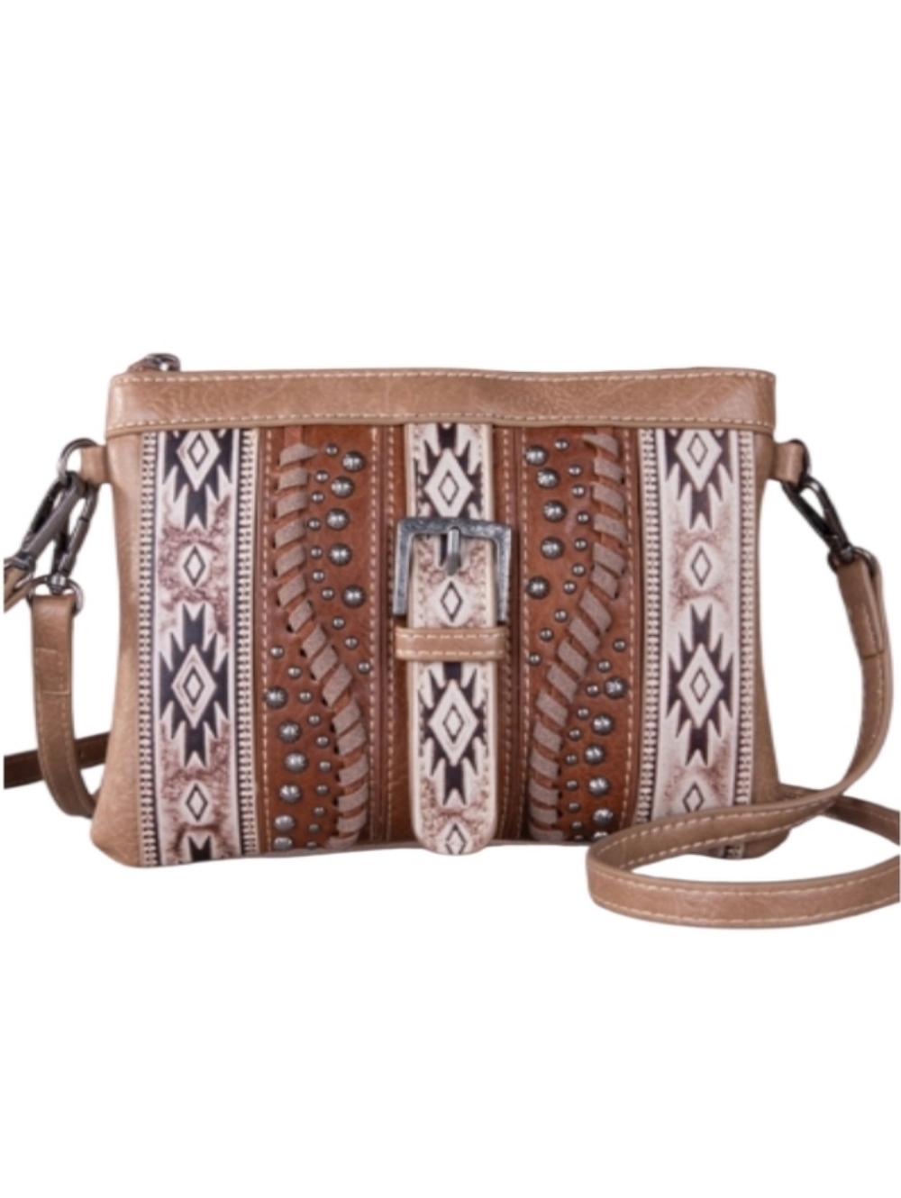 Montana West Embossed Aztec Buckle Crossbody Bag-NWT
